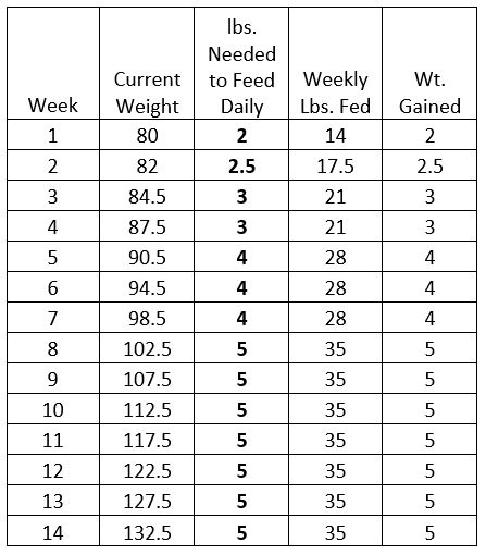Feed - Basics of Goat & Sheep Weight Management - 12 How Much Daily Feed for Sheep Chart